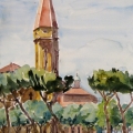 Arezzo Duomo, Italy 12x16 Watercolor