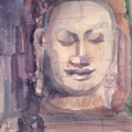 Angkor Thom Buddha, Cambodia_10x14 watercolor