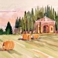 Crematorium, Italy 16x12 Watercolor