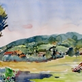 Fields in Umbria 20x14 Watercolor