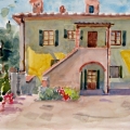 Our Villa in Fibocci, Italy, 16x12 Watercolor