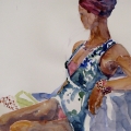 Model in Turban no. 2_20x14 Watercolor