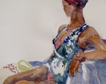 Model in Turban no. 2_20x14 Watercolor