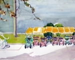 Bicycles for Rent 15x11 Watercolor