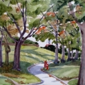 Red hydrant 12x16 Watercolor