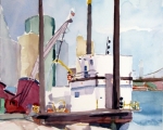 White Tugboat 14x20 Watercolor