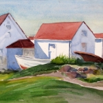 Coast Guard Station, Monhegan Island, ME, 12x16 Watercolor