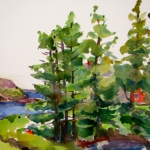 Red House, Monhegan Island, 16x12 Watercolor