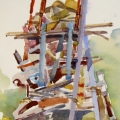 Scrap in a Pile, Spruce Head Yard, ME 10x8 Watercolor