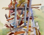 Scrap in a Pile, Spruce Head Yard, ME 10x8 Watercolor