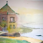 Lookout at the Bay 16x10 Watercolor