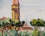 Arezzo Duomo, Italy 12x16 Watercolor