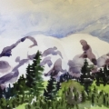 Mt Ranier 10x14 Watercolor