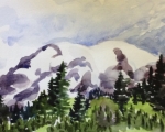 Mt Ranier 10x14 Watercolor