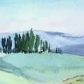 On the Chianti Trail, Italy 22x7.5 Watercolor