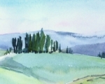On the Chianti Trail, Italy 22x7.5 Watercolor