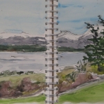 View to Olympic Mtns, Seattle Watercolor 9x12