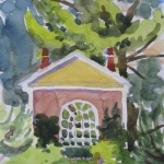 Herb Garden Gate, Boscobel, NY Watercolor Sketch 9x6