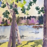 Duck Island, Rhinelander, WI, 9x6 Watercolor