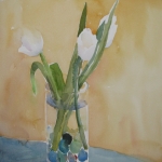 White Tulips with Marbles_15x11 Watercolor