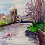 Canal, Seattle, WA 12x16 Watercolor