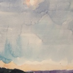 Sky and Beach in Seattle, WA 14x10 Watercolor